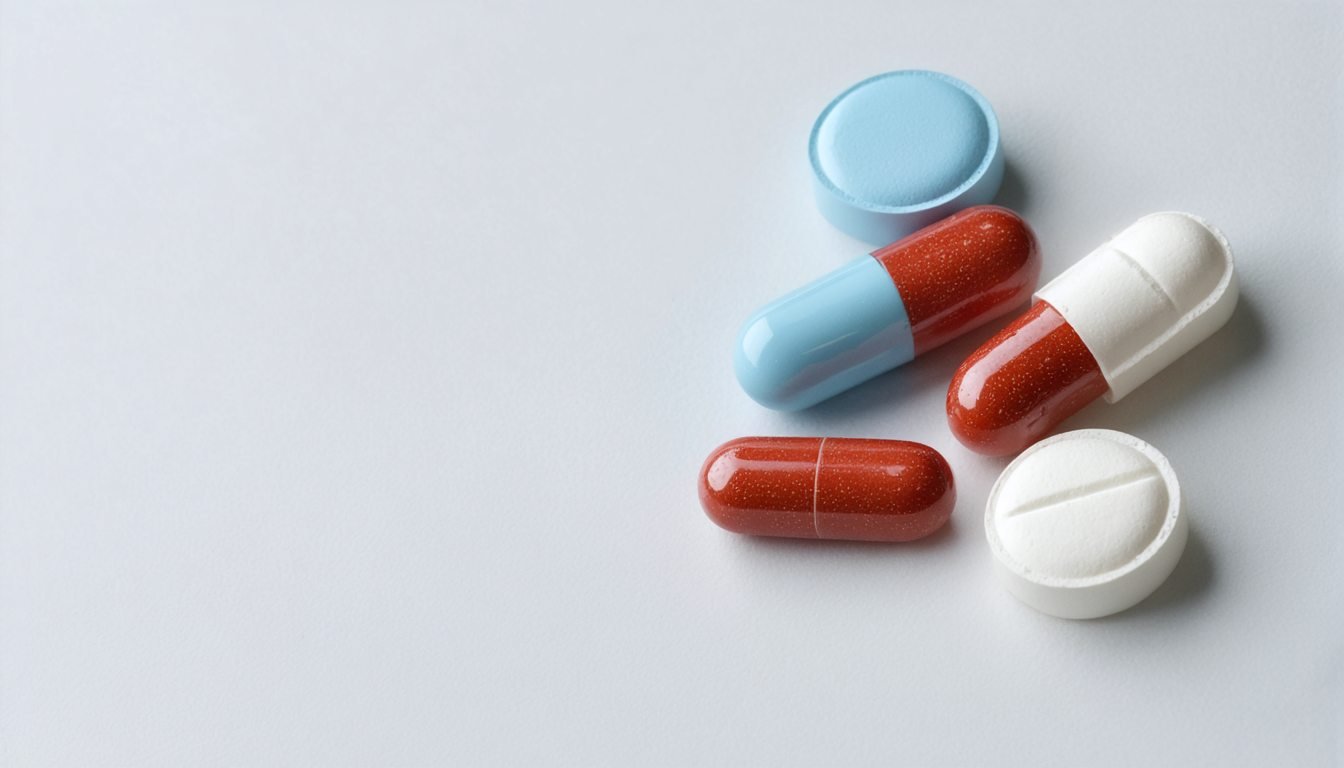 Man holding a glass of water and prescription pills on a bedside table, symbolizing treatment options for erectile dysfunction